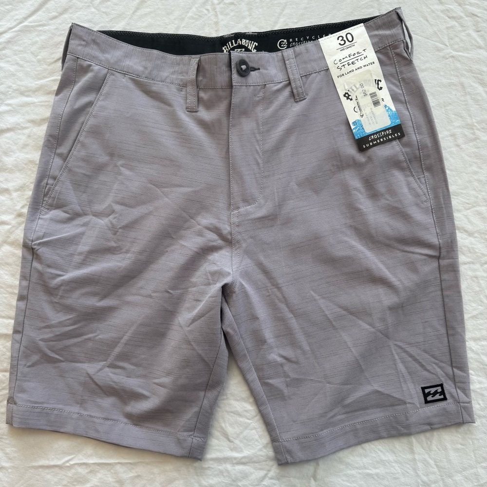 Billabong Men’s Light Gray Flat Front Hybrid Shorts